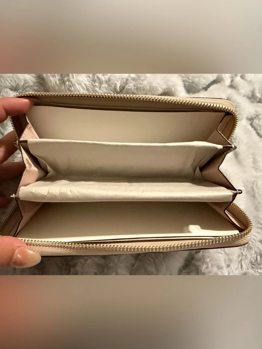 kate spade Blush Pink Saffiano Leather Wallet with Gold Logo